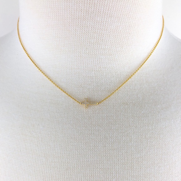 Mary & Heart Jewelry - 14k Gold Plated Sterling Silver Cross Necklace